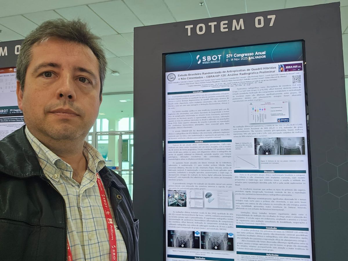 Dr Bruno Schröder recebeu o Prêmio de Melhor e-poster do 57° CBOT em Salvador (categoria Quadril)
